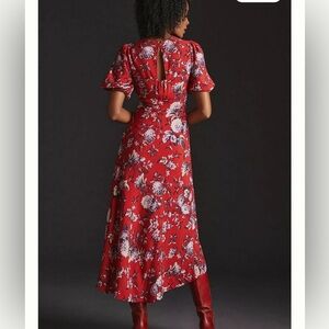 Maeve By Anthropologie Floral Puff-Sleeve Midi Dress